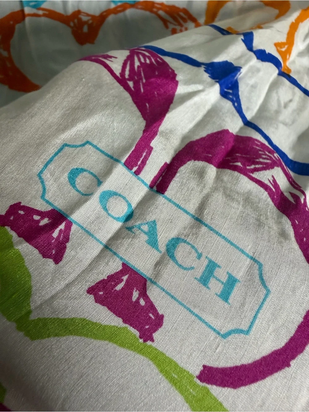 Coach Silk Blend Multicolor Print Square Scarf